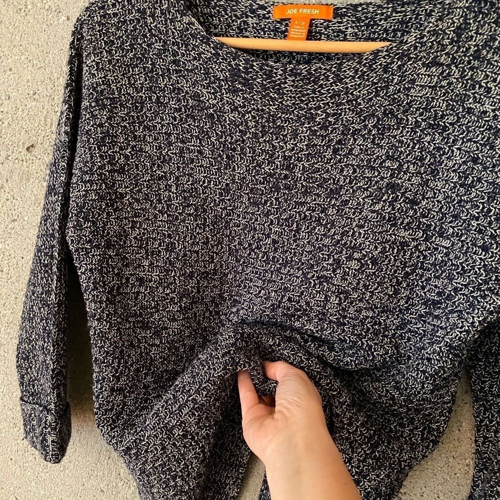 Joe Fresh Knit Cream and Navy Boatneck 3/4 Slv - Picture 2 of 6